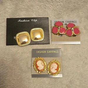 #446 Vintage clip on earrings 3 pair